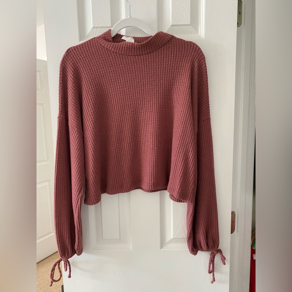 waffle kit, cropped, pink blouse